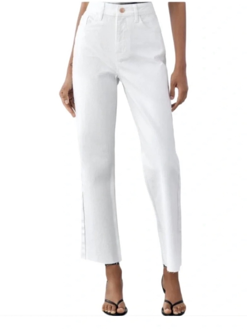 Zara White Straight-Leg Jeans